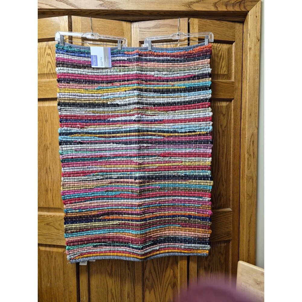 Better Homes & Gardens Multi Color Woven Rag Throw Rug 30x 46" NWT